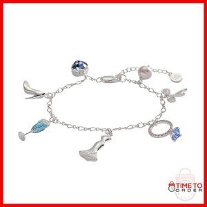 Adjustable Bridal Charm Bracelet with 7 Wedding Symbols Nickel-Free